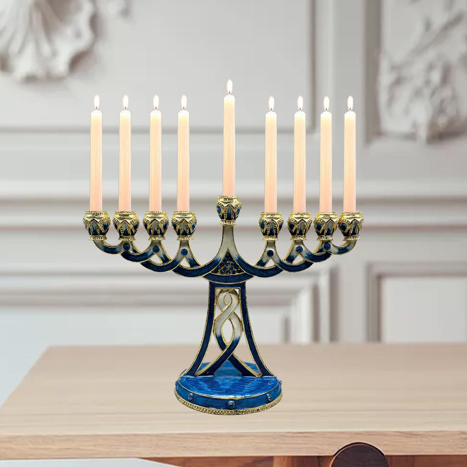 Candle Holder Decor - Portavelas de menorá esmaltado, candelabro antiguo
