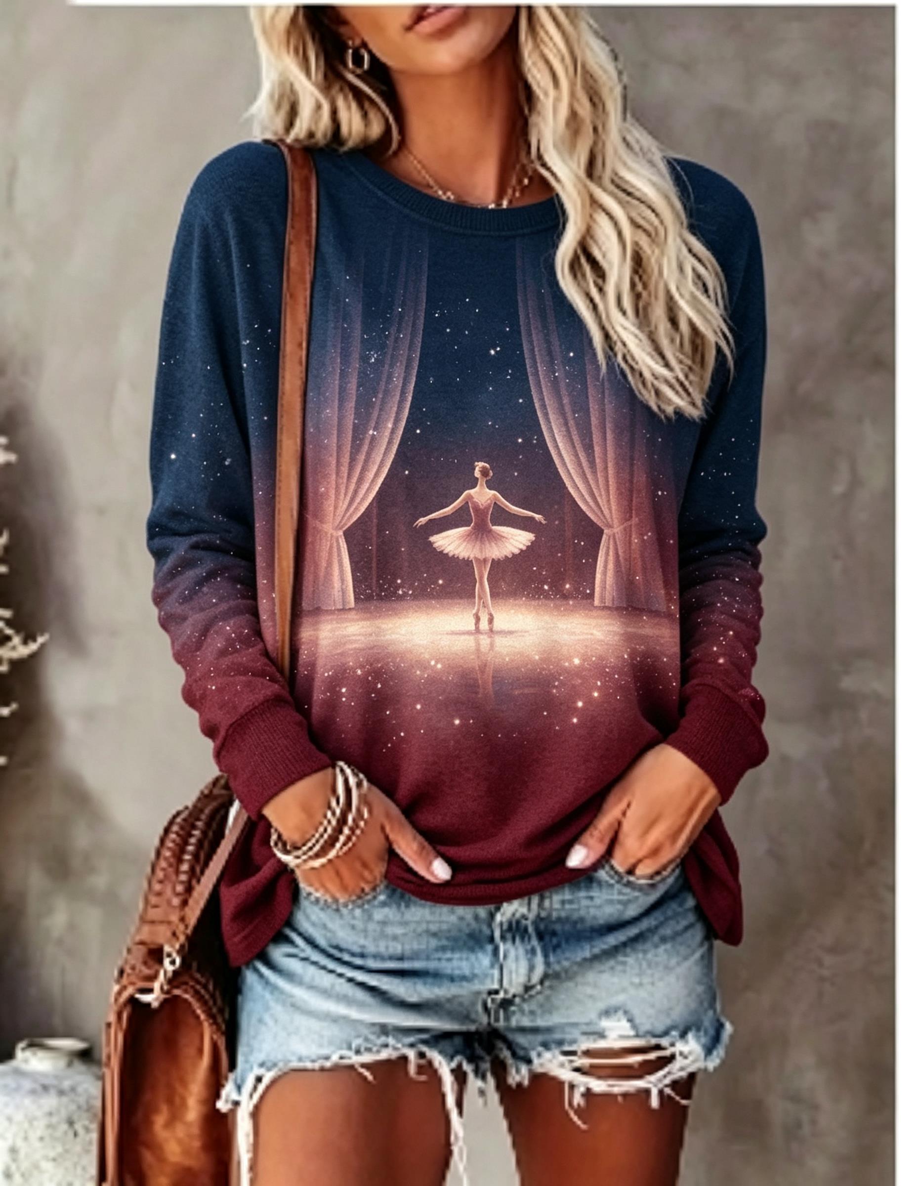 Curtain Curtain - Camiseta de manga larga para mujer