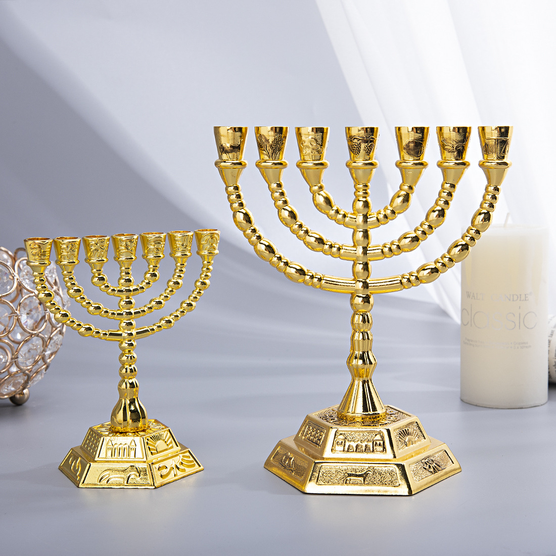Candle Holder Decor - Menorah de 7 ramas, decoración judía