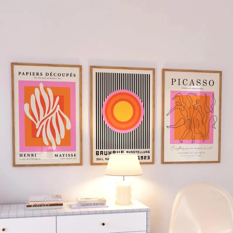 3 piezas de arte moderno naran - Interior Design Living Room reseña y precio