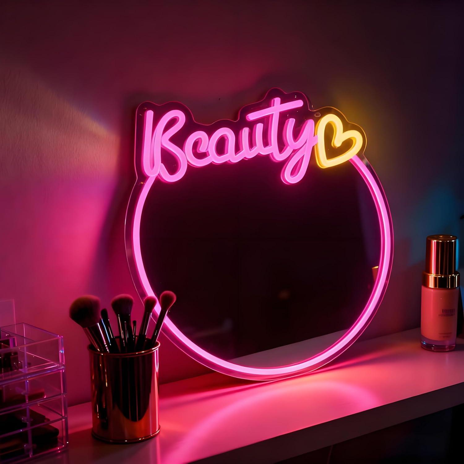 Espejo de belleza con letrero  - Decorative Mirror reseña y precio