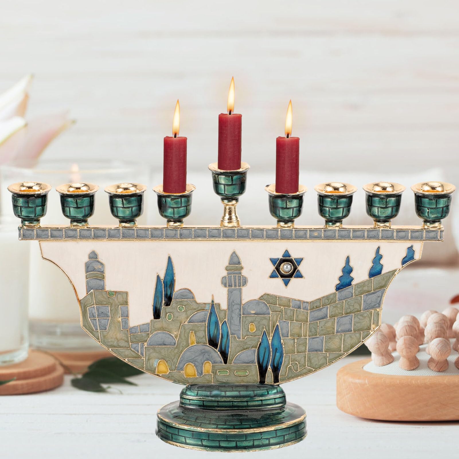 Candelabro Menorah de Jerusalé - Candle Holder Decor reseña y precio